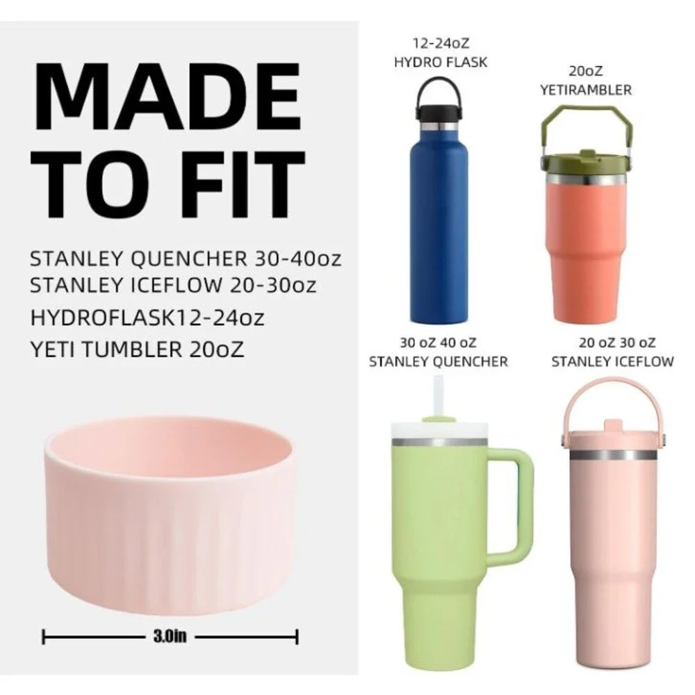 Protective Silicone Boot Sleeve Cover for Stanley Quencher 20-40oz Tumbler Rose